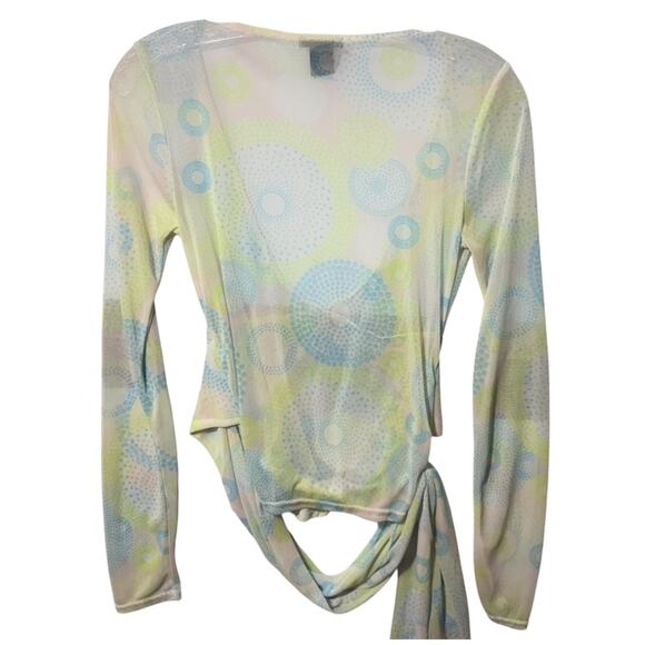 Guess Women's Medium Pastel Sheer Long Sleeve Blouse - Picture 2 of 4